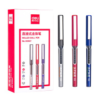 得力(deli)33657直液式走珠笔 黑9支蓝1支红2支 0.5mm针管型学生用碳素签字中性水性直液笔 蓝笔红笔考试
