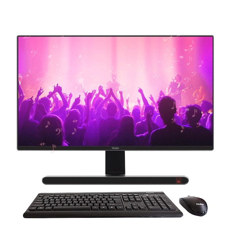 海尔(Haier)天越R8-7S 23.8英寸窄边框家用办公商务高性能网课学习办公一体机( 英特尔四核N4100 8GB 256G固态硬盘 正版WIN10 附带键鼠 JBL音箱)