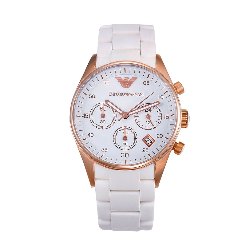 阿玛尼（ARMANI）手表男表非机械时尚玫瑰金经典硅胶情侣表 AR5919男表 白色