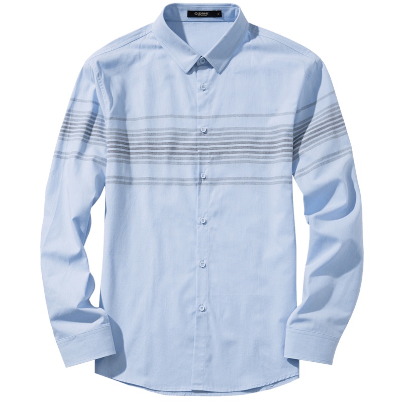 千纸鹤纯棉衬衫男长袖韩版潮流打底衫商务休闲条纹时尚衬衣10077