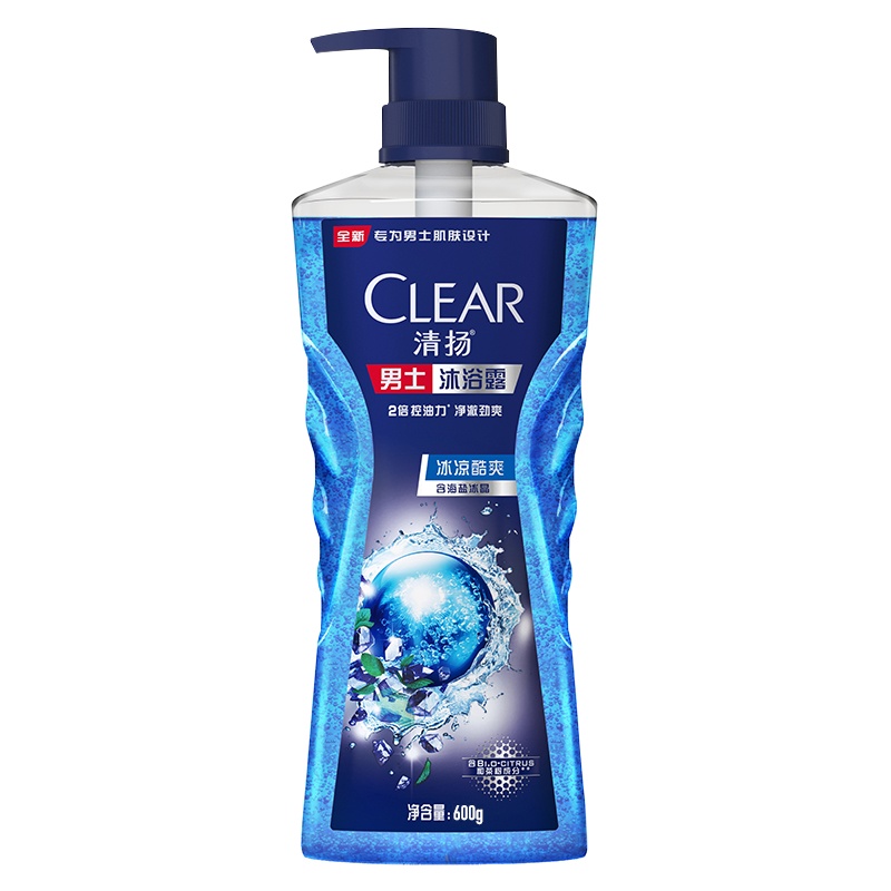 清扬(CLEAR)男士平衡控油沐浴露 冰凉酷爽 600G[联合利华]