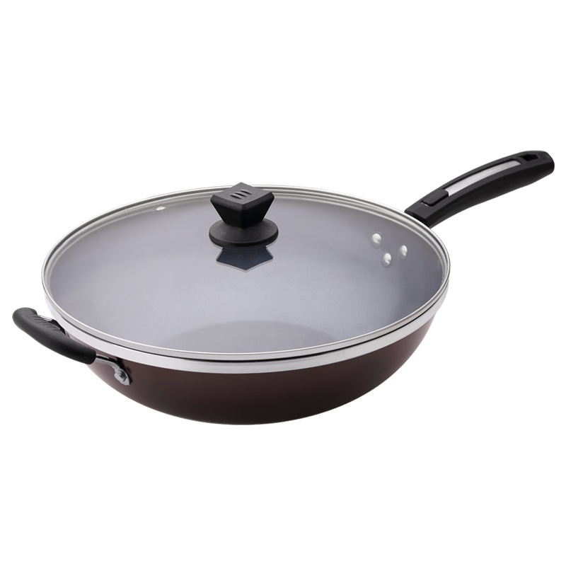 PFT-8022 易洁无烟不粘炒锅34CM(含盖彩盒装) 合金基材 导热均匀 聚能复合底 无烟不粘 电磁炉燃气炉通用
