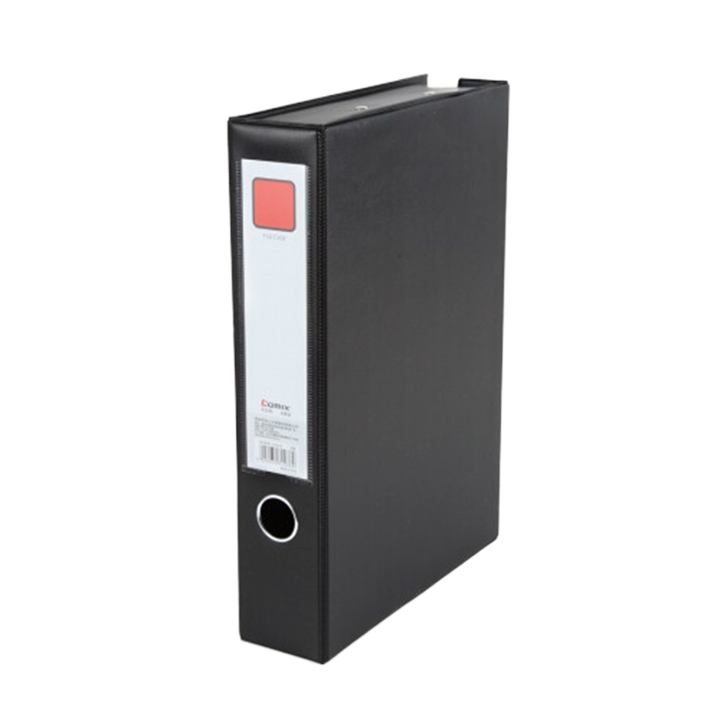 齐心 A1236-X 办公磁扣式PVC档案盒 A4 55MM 带压纸夹 黑