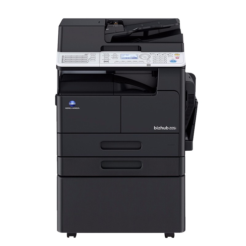 柯尼卡美能达205i复印机 A3黑白激光打印复印扫描一体机 主机+双面器+输稿器+第二纸盒+底柜