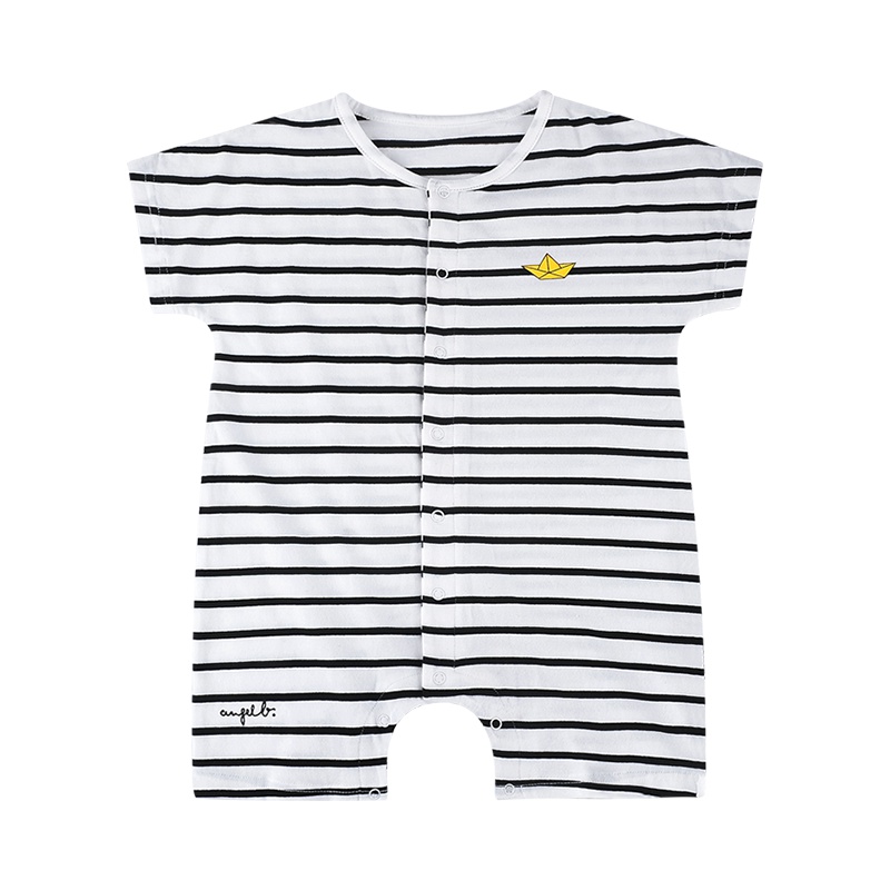 angeeb 宝贝心语 0-2岁宝宝短袖连身衣 新生儿夏季连体衣 新生儿精梳棉爬服