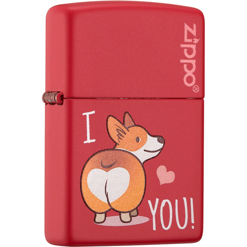 zippo芝宝打火机美国原装进口防风煤油打火机宠物狗柯基233-C-071042萌宠诱惑