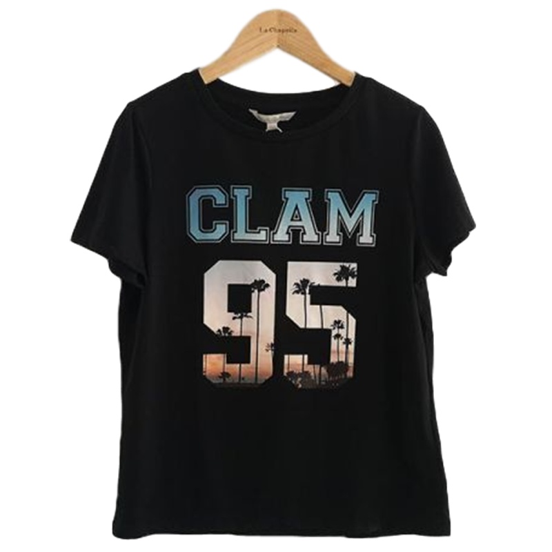 【福利款】拉夏贝尔ulifestyleT恤女初秋新款宽松韩版简约印花圆领短袖女