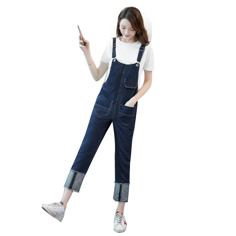 丝柏舍2020夏女短袖上衣搭宽松显瘦牛仔背带裤套装S92T2196N
