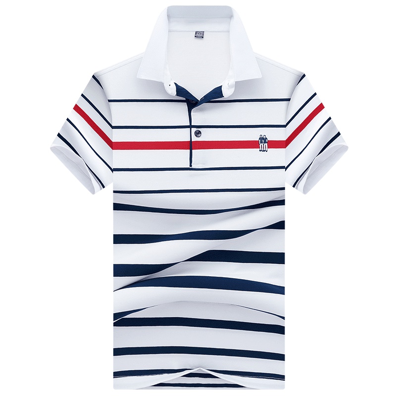 袋鼠(DAISHU) 2019夏季新品 纯棉简约撞色条纹时尚翻领短袖t恤 DS1708071