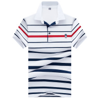 袋鼠(DAISHU) 2019夏季新品 纯棉简约撞色条纹时尚翻领短袖t恤 DS1708071