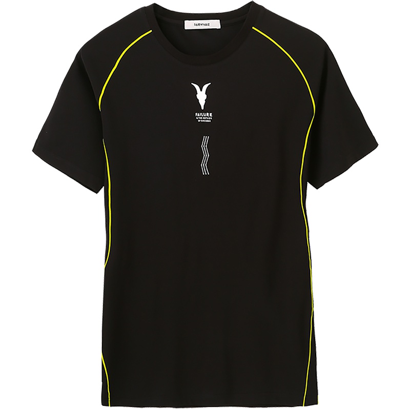 马克华菲夏新款商场同款运动风基础黑色男式T恤