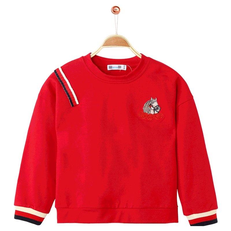 铅笔俱乐部童装2019秋装新款女童圆领卫衣中大童长袖卫衣儿童上衣