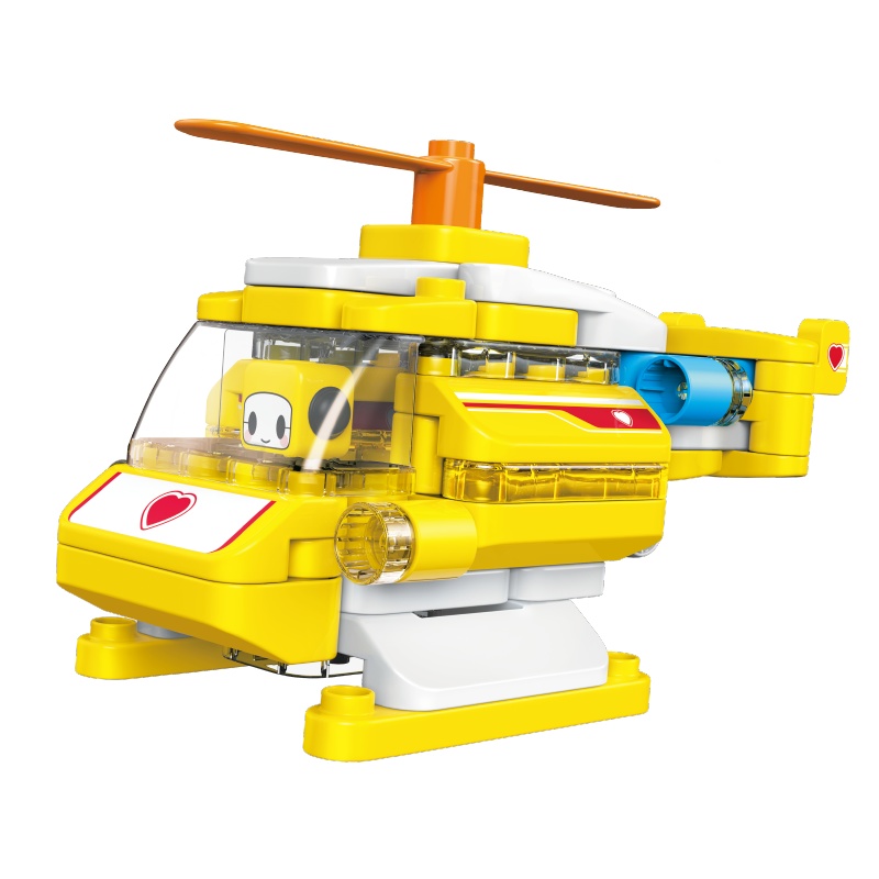 百变布鲁可直升机大颗粒拼插积木车男女孩儿童益智拼装布鲁克玩具61102