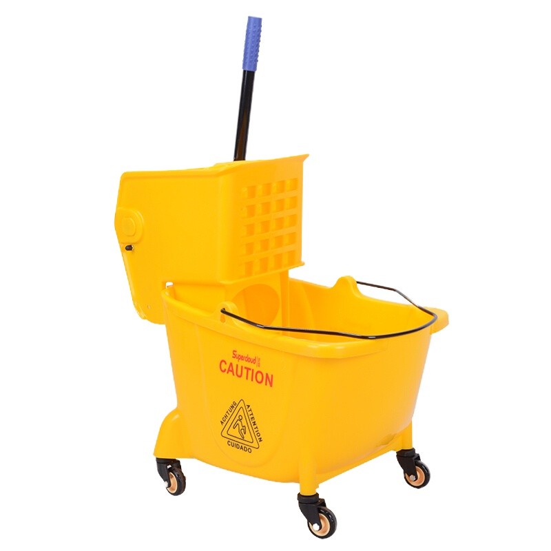 企购优品酒店用大号手动下压式单桶榨水车拖把桶保洁清洁车拧水桶挤水桶拖地桶墩布压水车 24L