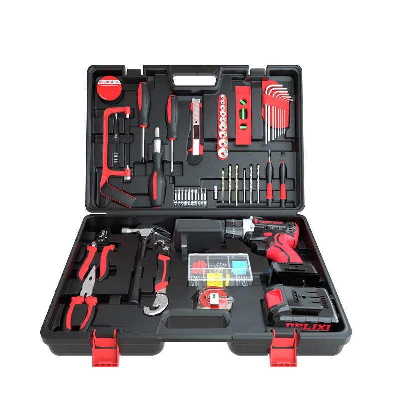 德力西家用锂电钻工具套装五金电工木工专用维修多功能工具箱组合