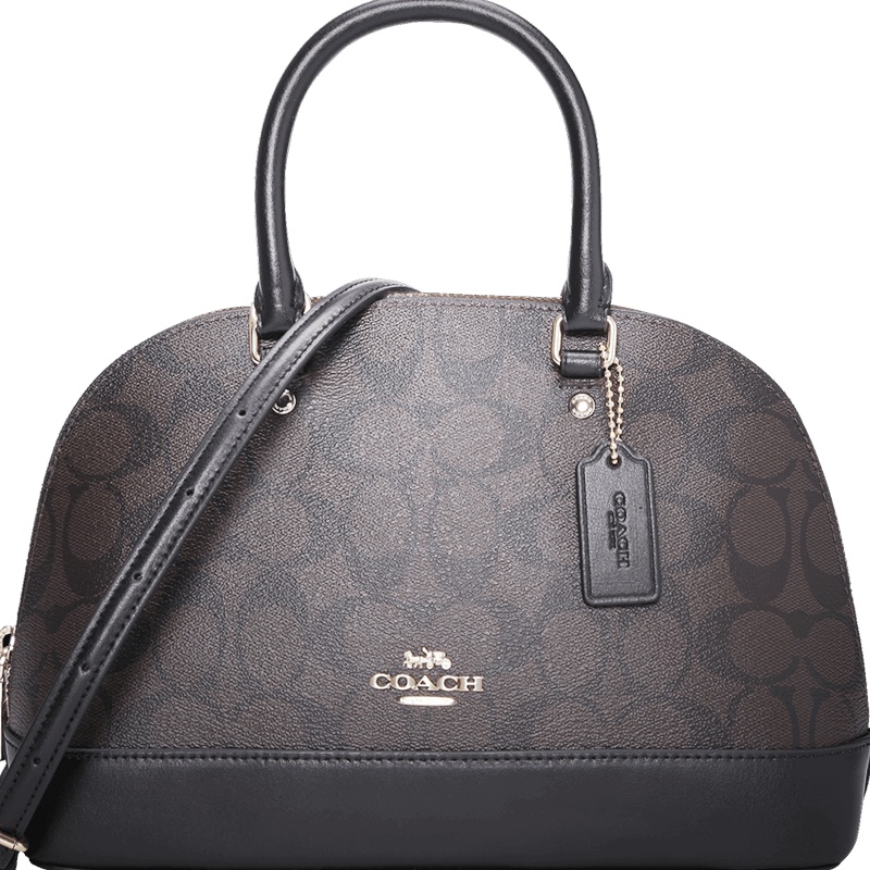 COACH 蔻驰女包 SIERRA SATCHEL 贝壳包 单肩包斜挎包手提包 字母马车标织物F27583金扣