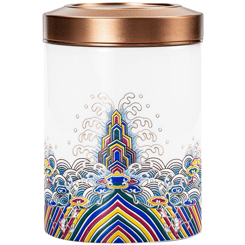 領藝 皇家御品茶叶罐陶瓷锡盖小号皇家御品迷你旅行密封罐储物罐茶具家用