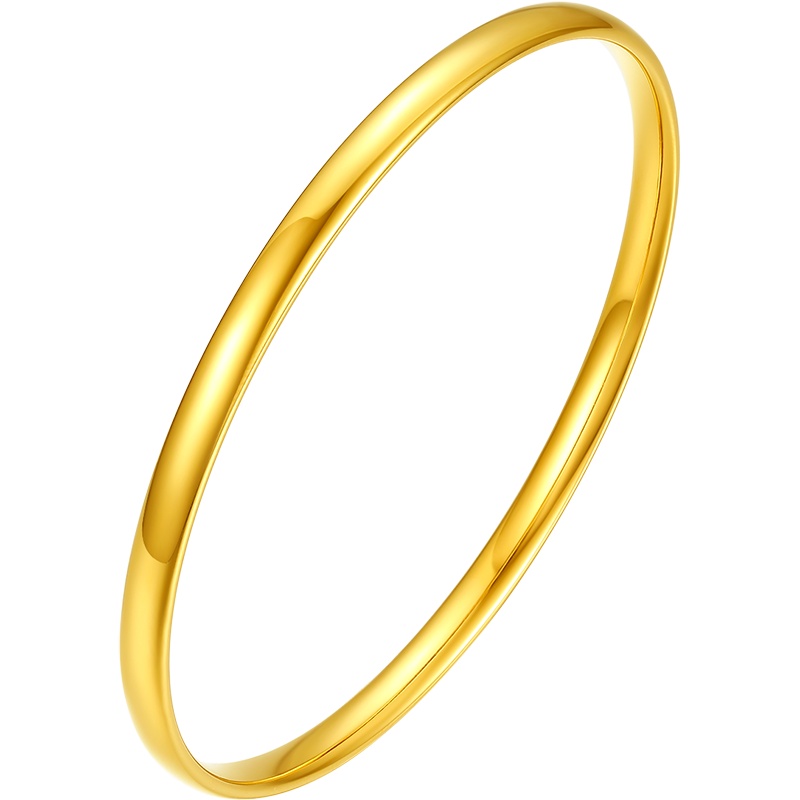 周大生黄金手镯女新款足金亮面光圈简约素镯5G工艺极光金系列