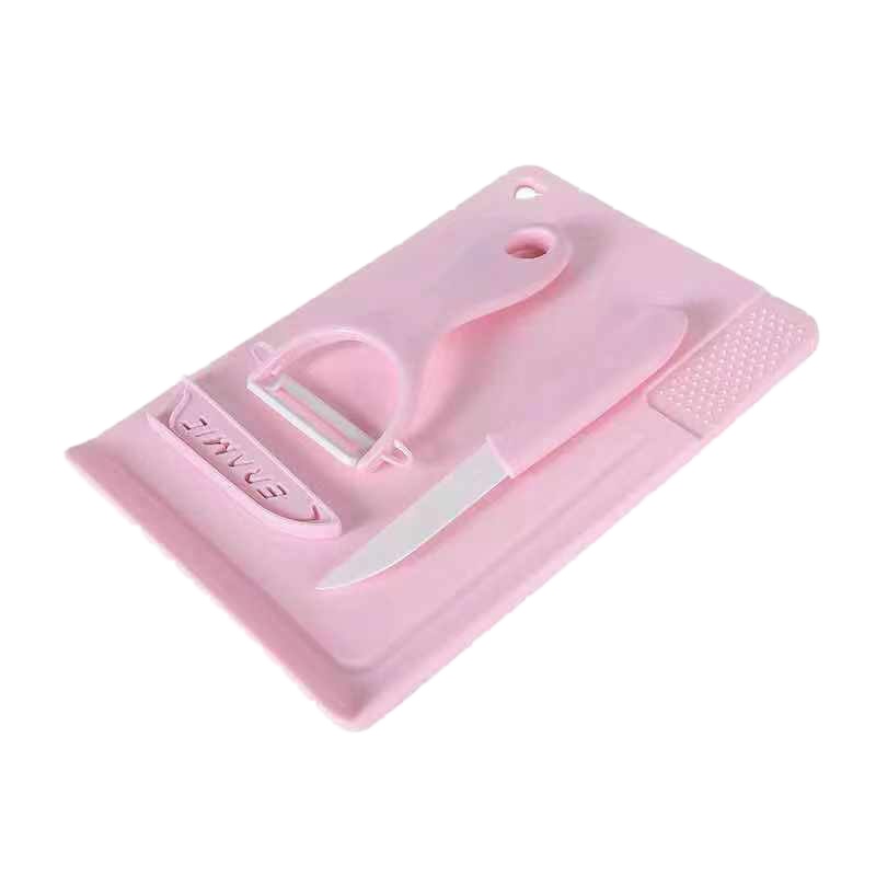 菜板塑料粘板宝宝砧板辅食刀套装婴儿切水果的宿舍小菜版占板案板 FENGHOU 北欧粉色新品2019新品三件套