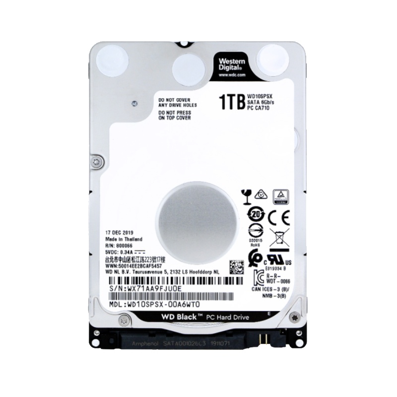 西部数据(WD) WD10SPSX 1TB机械硬盘(黑盘 轻薄小巧 高速便携)