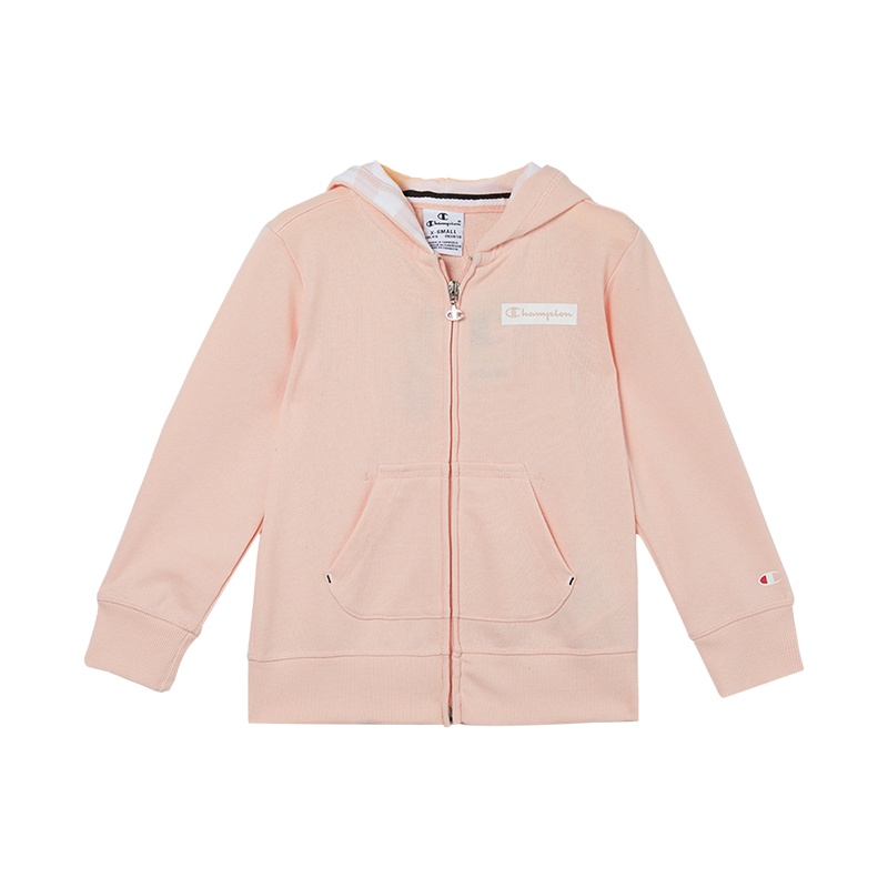 Champion/冠军 女童浅橙粉色混纺连帽外套高端儿童卫衣/帽衫