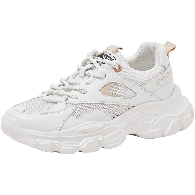 百田森2021秋炸街老爹鞋女网面透气休闲鞋女厚底拼接趣味运动鞋女