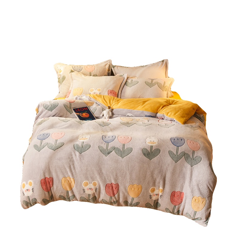 南极人(NanJiren)家纺 加厚冬季加厚韩版雪花绒四件套保暖双面绒法莱绒珊瑚绒被套水晶绒加厚保暖套件