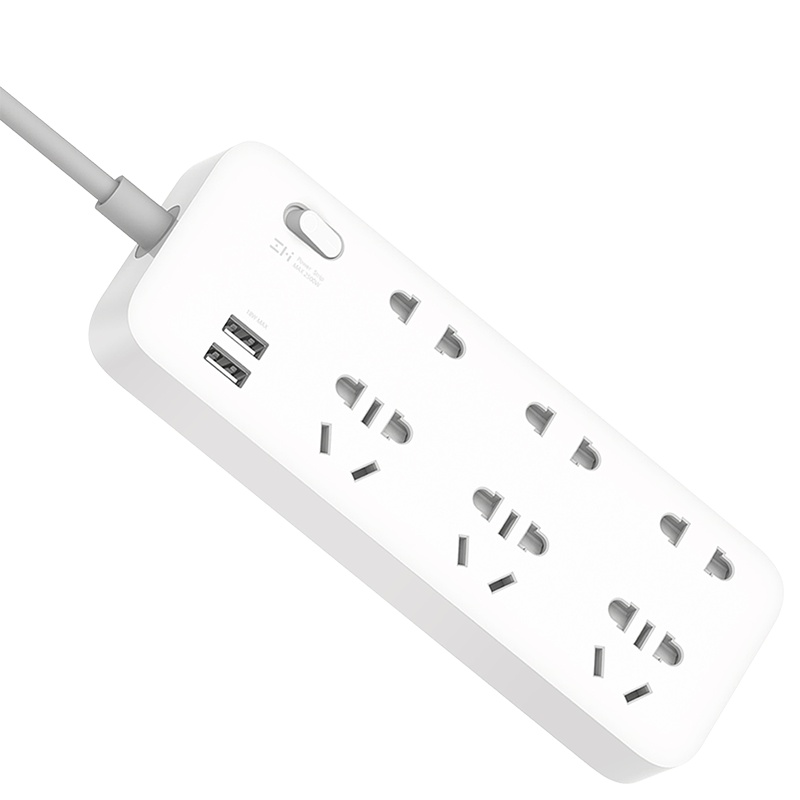 ZMI紫米 6位延长线插座 电源插座家用多功能接线板18W MAX快充拖线板