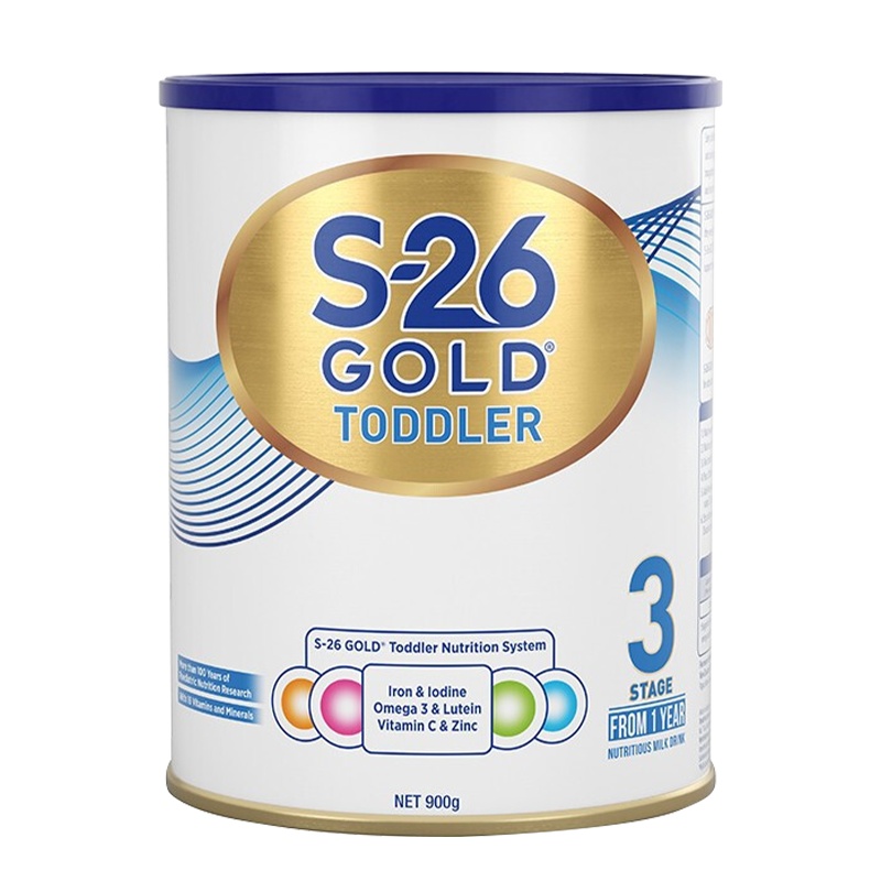 Wyeth惠氏 S-26金装幼儿奶粉儿童成长护眼奶粉(不添加蔗糖) 3段 1岁以上 900g/罐 新西兰进口