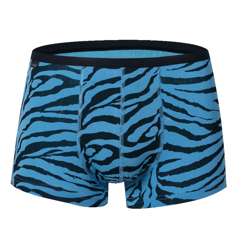 健将JIANJIANG男士平角内裤条纹印花性感潮流时尚四角短裤衩裤头中腰3条装