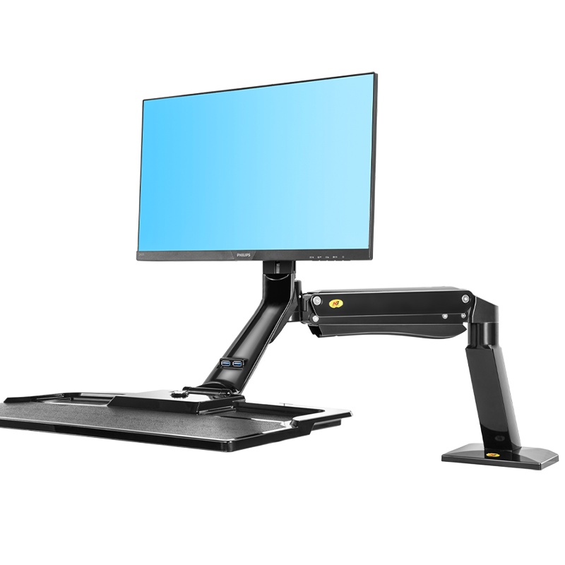 NB (22-35英寸)电脑显示器支架 站立办公桌升降工作台桌面旋转 工业设配壁挂支架工作台FC40 黑