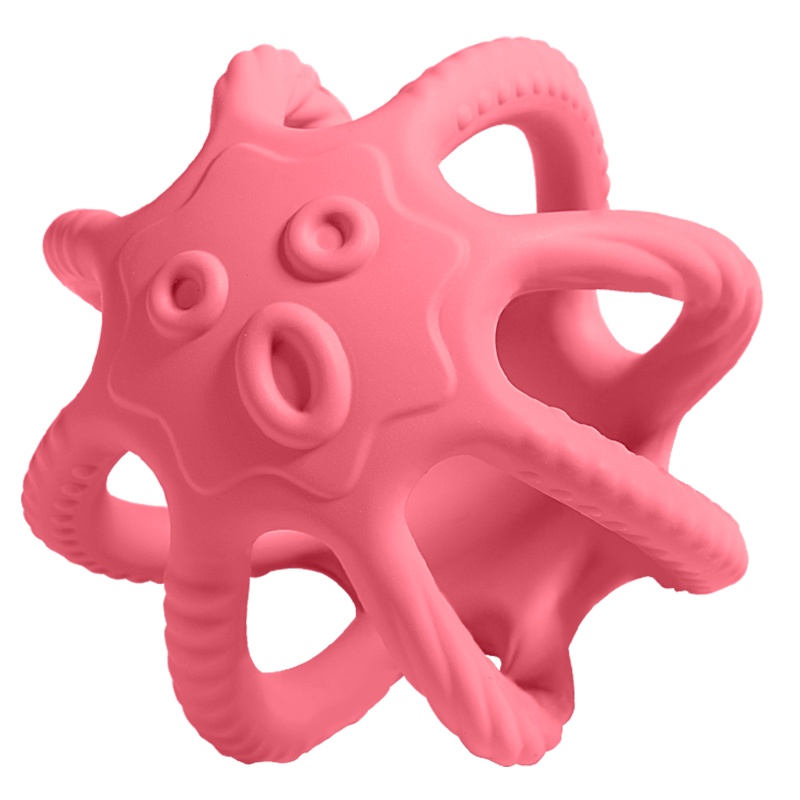 babycare婴儿牙胶0-3-6-12个月宝宝磨牙棒硅胶软可水煮咬咬胶 章鱼-圣托里尼红