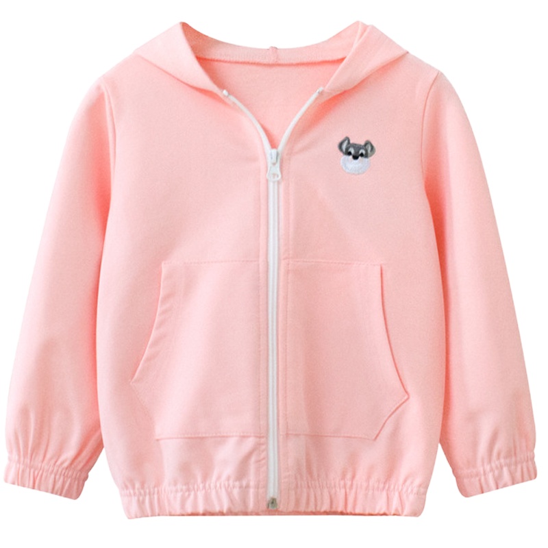 乐可爱韩版童装儿童外套帽衫女童衣服宝宝空调衫1-3-5-7-9岁学生连帽衫