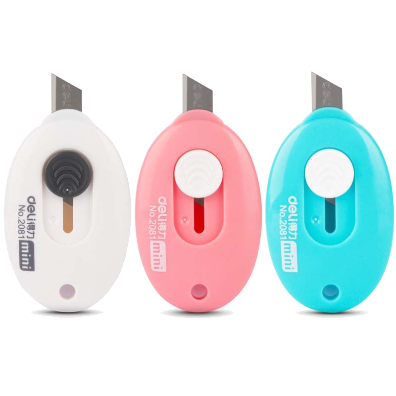 得力(deli)2081小号美工刀10把 手工裁纸刀 快递拆信刀 便携迷你小刀 小巧工具刀 颜色随机