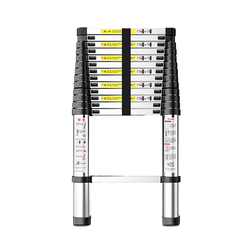 松纳Un4.2m 竹节梯子 伸缩直梯 4.2米 铝合金材质 便携竹节梯阁楼梯工程折叠步梯子