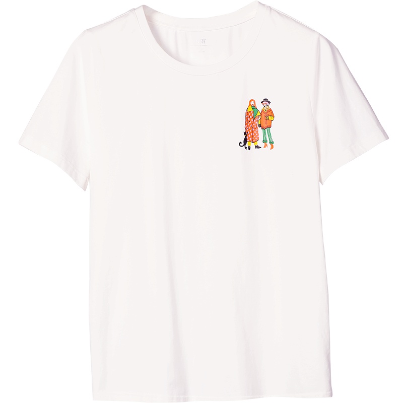 欧莎2019夏装新款韩版超火cec百搭宽松圆领短袖白色印花T恤女