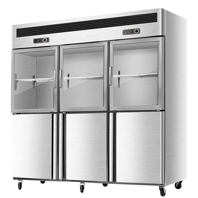 埃利斯(AILISI)BC-1388FBT六门上玻璃门冷藏不锈钢厨房冰箱 商用冷柜 大容量冰柜 全铜管立式展示柜