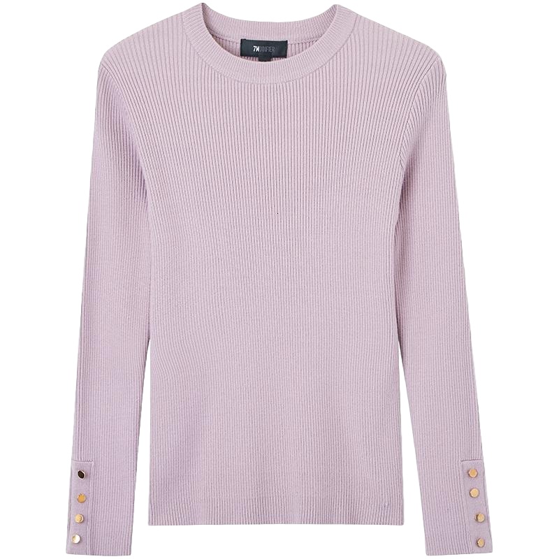 拉夏贝尔针织衫女冬季新款毛衣修身时尚内搭圆领打底衫慵懒风上衣