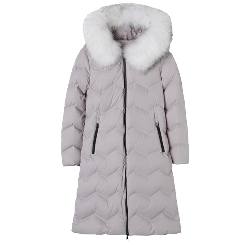 拉贝缇鹅绒羽绒服女中长款2019冬季新款时尚狐狸毛领外套60007099