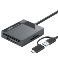 绿联 USB-C3.0读卡器多合一带Type-C OTG 支持SD/TF/CF/MS相机手机内存卡 多卡多读