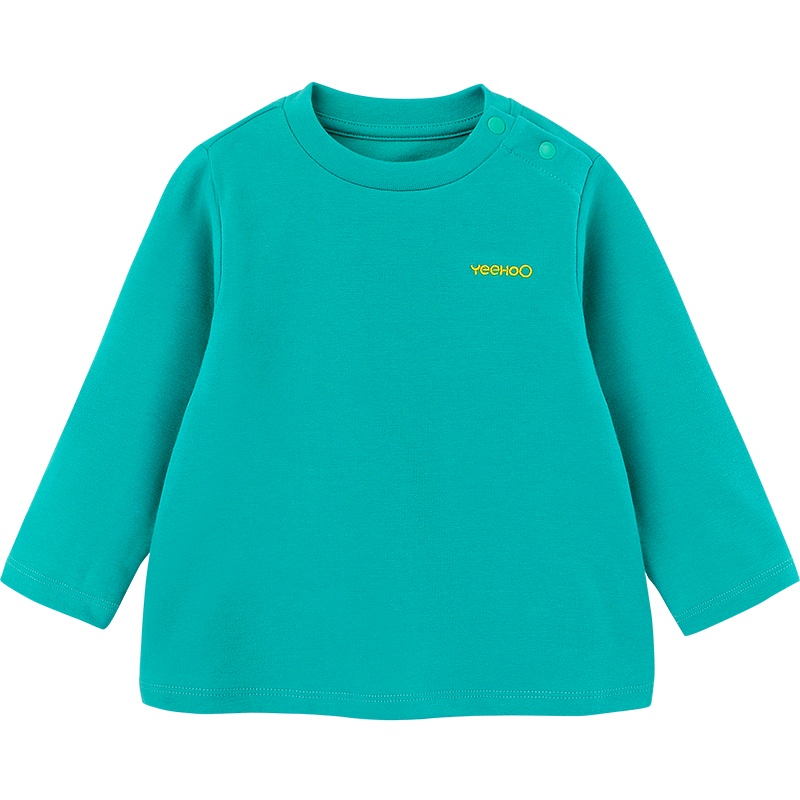 英氏男童衣服宝宝套头T恤针织衫纯色长袖上衣打底衫 2021春夏新款