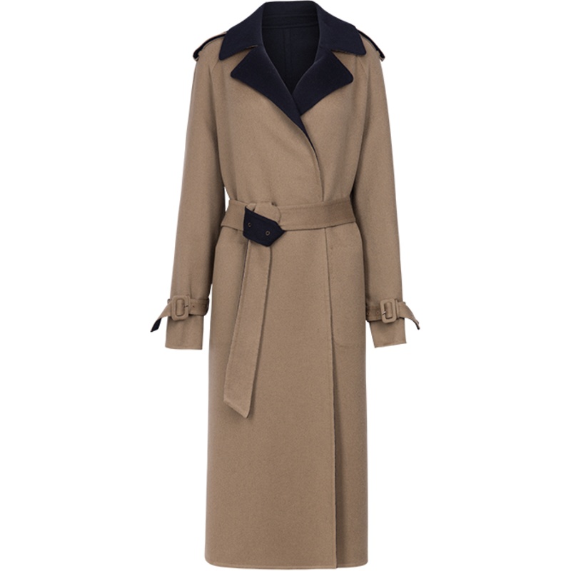 ERDOS 秋冬西装领女羊绒翻领长款大衣毛呢外套正反双色