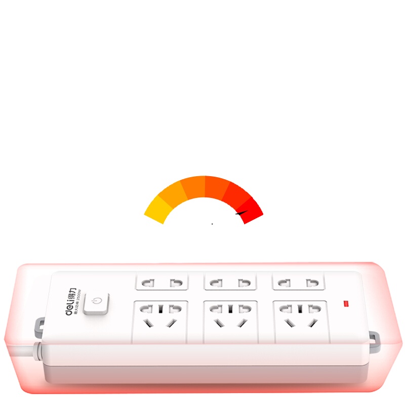 得力(deli)18257 新国标安全插座/排插/接线板 总控开关 6位 5米