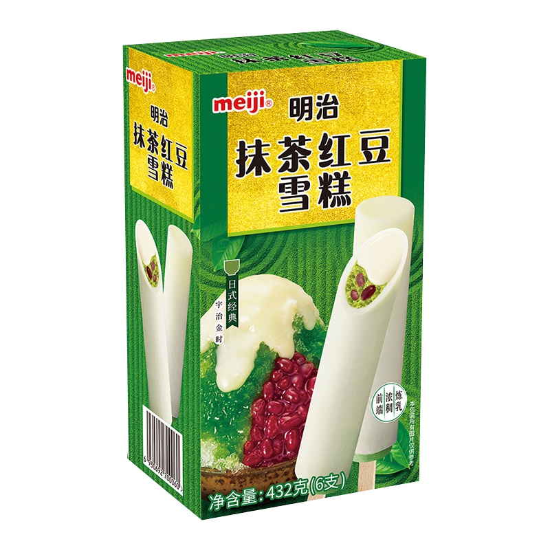 明治抹茶红豆彩盒雪糕72g*6