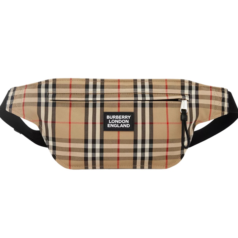 【预定】BURBERRY Brummell - 徽标嵌花 Vintage 格纹布鲁摩腰包 45*17.5CM