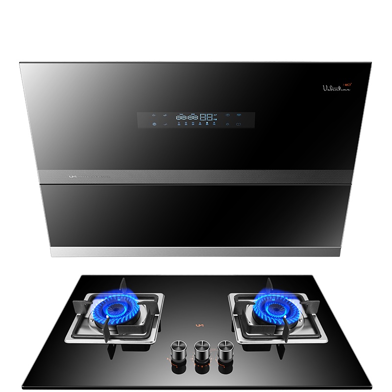 优盟(UM)UC174FA+ZJ001HA侧吸抽油烟机燃气灶烟灶套装22立方大吸力烟灶套装钢化玻璃天然气定时款灶具