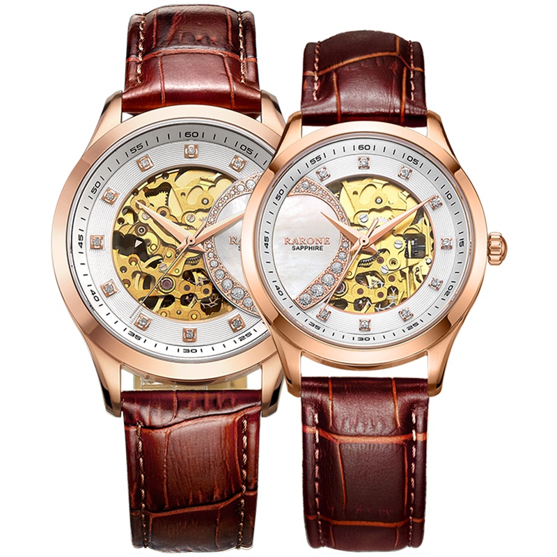 雷诺RARONE一对时尚心形潮流防水情侣表正品自动机械表86700489