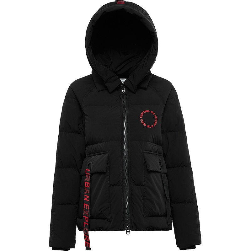 波司登冬新款连帽玫瑰花系列短款休闲羽绒服女外套