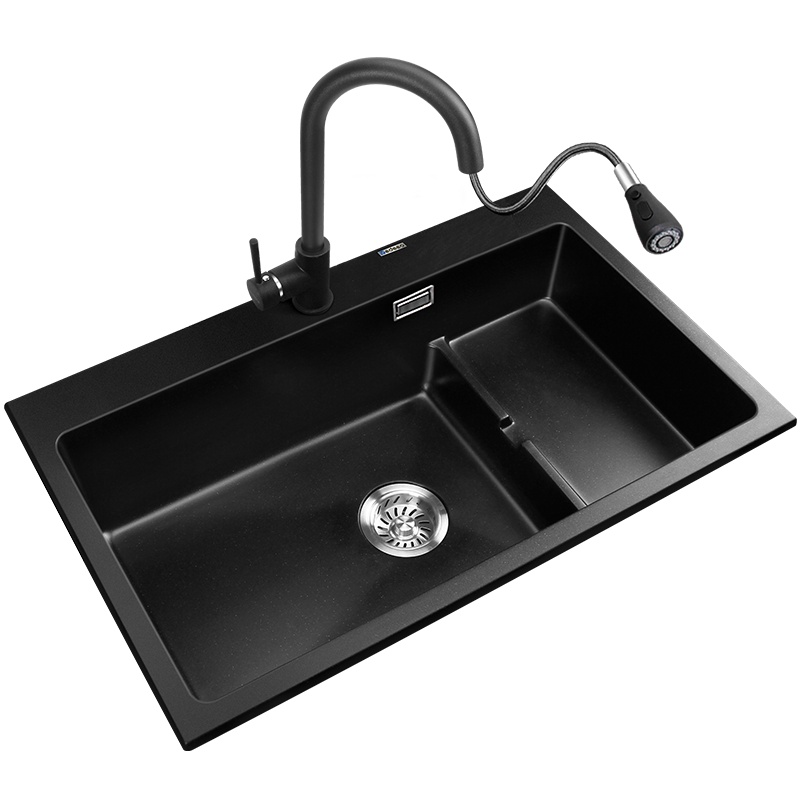 意狄讴石英石水槽单槽7380SY厨房洗菜盆花岗岩洗碗池加厚阶梯套餐