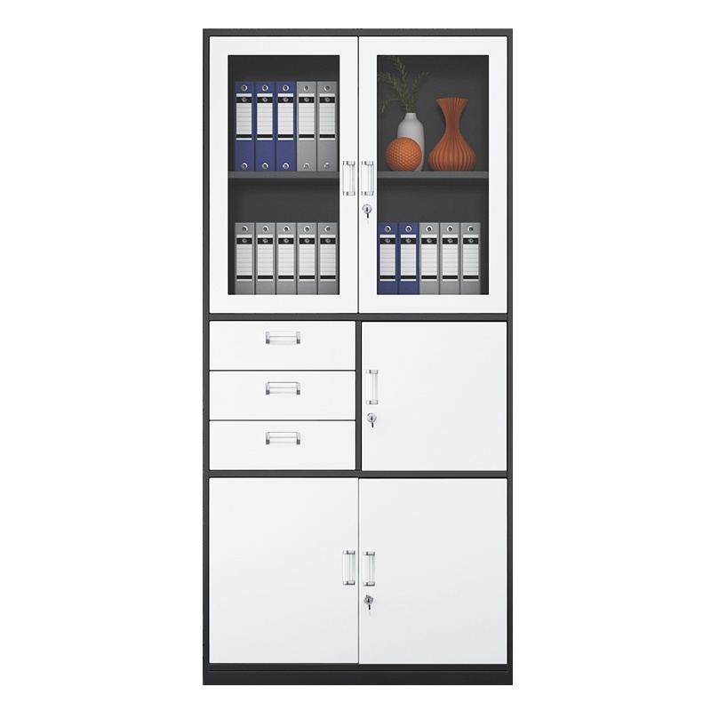 苏美特文件柜办公柜钢制铁皮柜资料柜档案柜储物柜灰白偏三斗文件柜